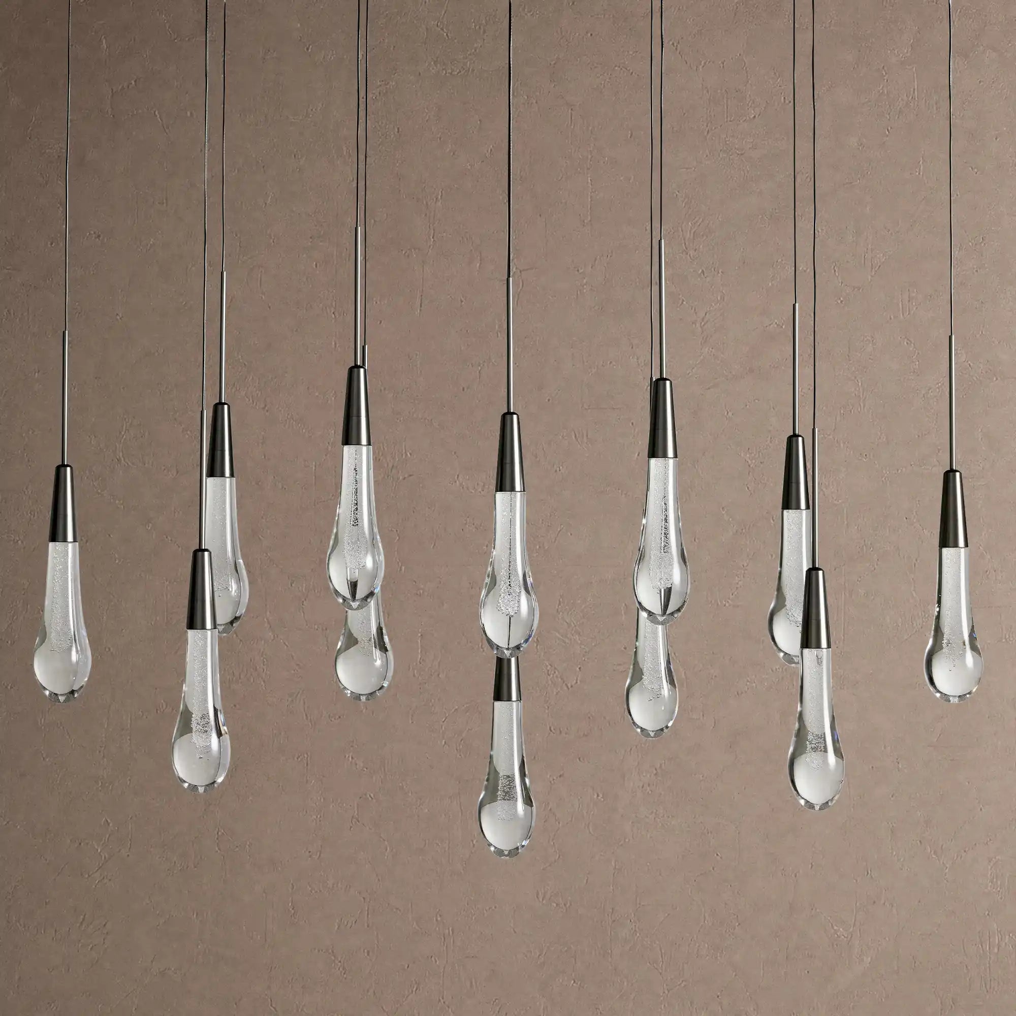 Soltaire Linear Chandelier - Raindrop Pendant Lighting - 37‘’ 12-LightBrassBlushlighting