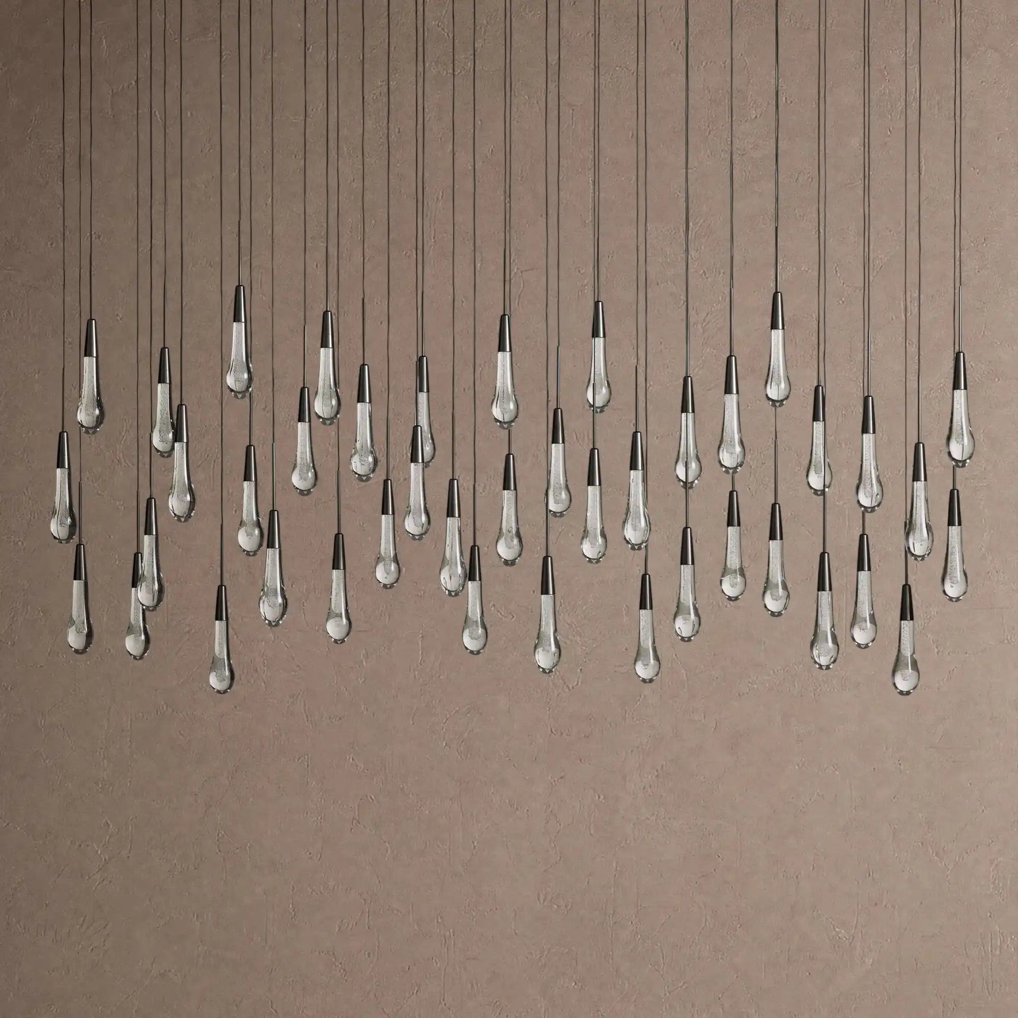 Soltaire Linear Chandelier - Raindrop Pendant Lighting - 70” 42-LightBlackBlushlighting