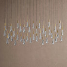 Soltaire Linear Chandelier - Raindrop Pendant Lighting - 60" 38-LightNickelBlushlighting