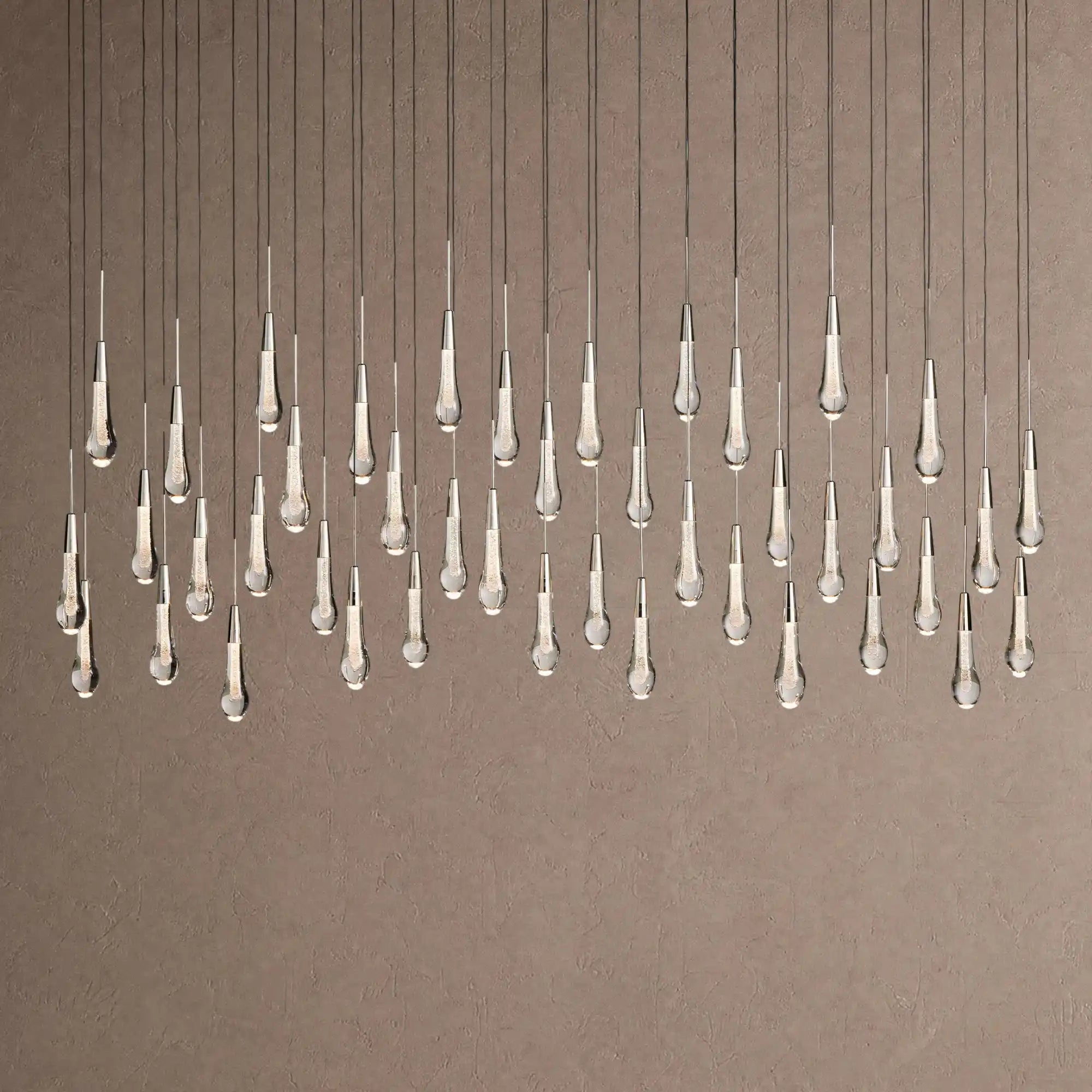 Soltaire Linear Chandelier - Raindrop Pendant Lighting - 60" 38-LightBrassBlushlighting