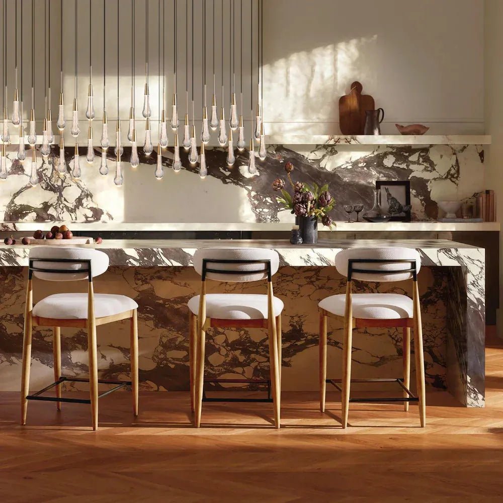 Soltaire Linear Chandelier - Seeded Glass Raindrop Pendant Lighting - 50‘’BronzeBlushlighting