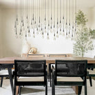 Soltaire Linear Chandelier - Seeded Glass Raindrop Pendant Lighting - 87‘’BronzeBlushlighting