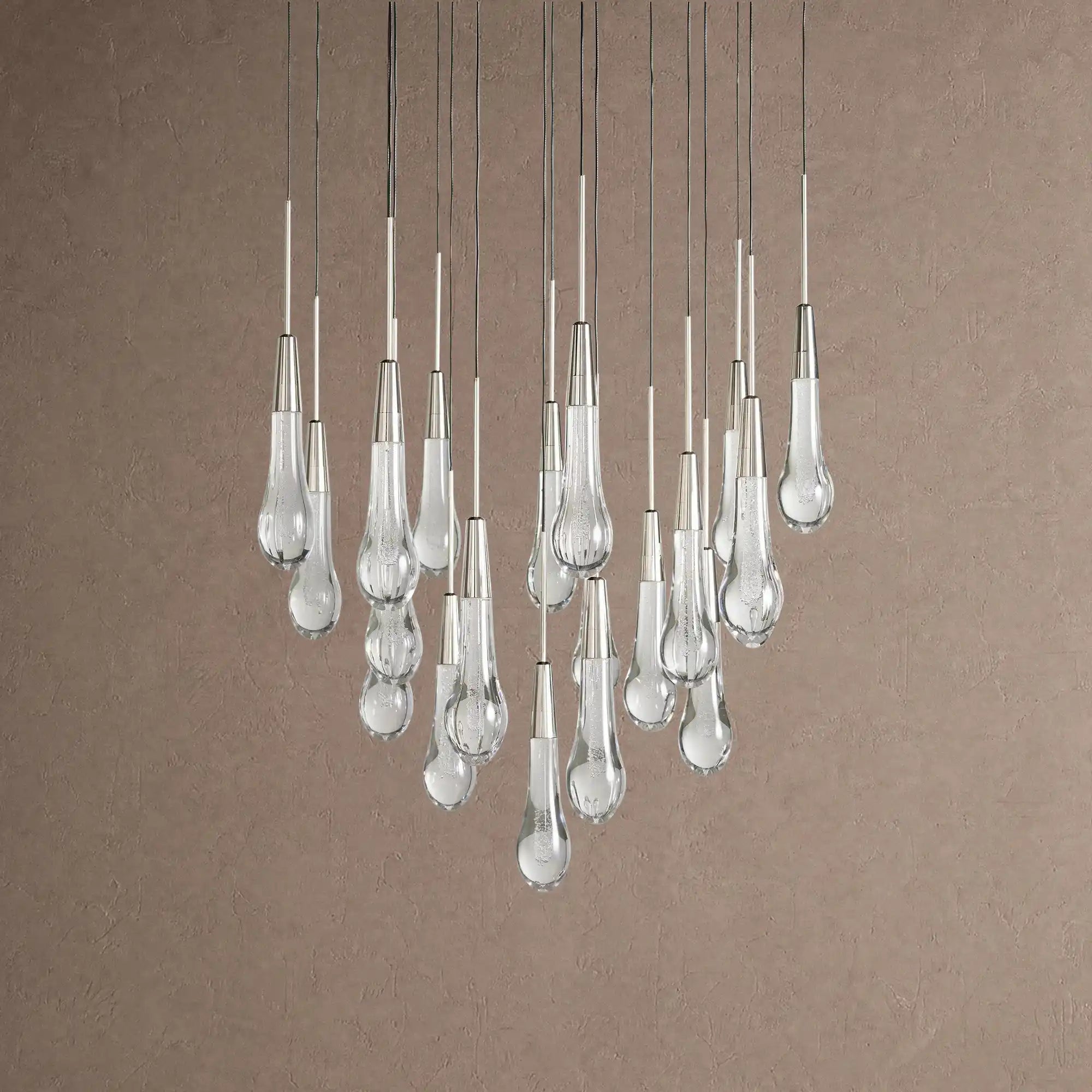 Soltaire Round Chandelier 17" 24" 36" 48" 58" | Modern Pendant Light Raindrop Chandelier - 39-Light 48"BlackBlushlighting
