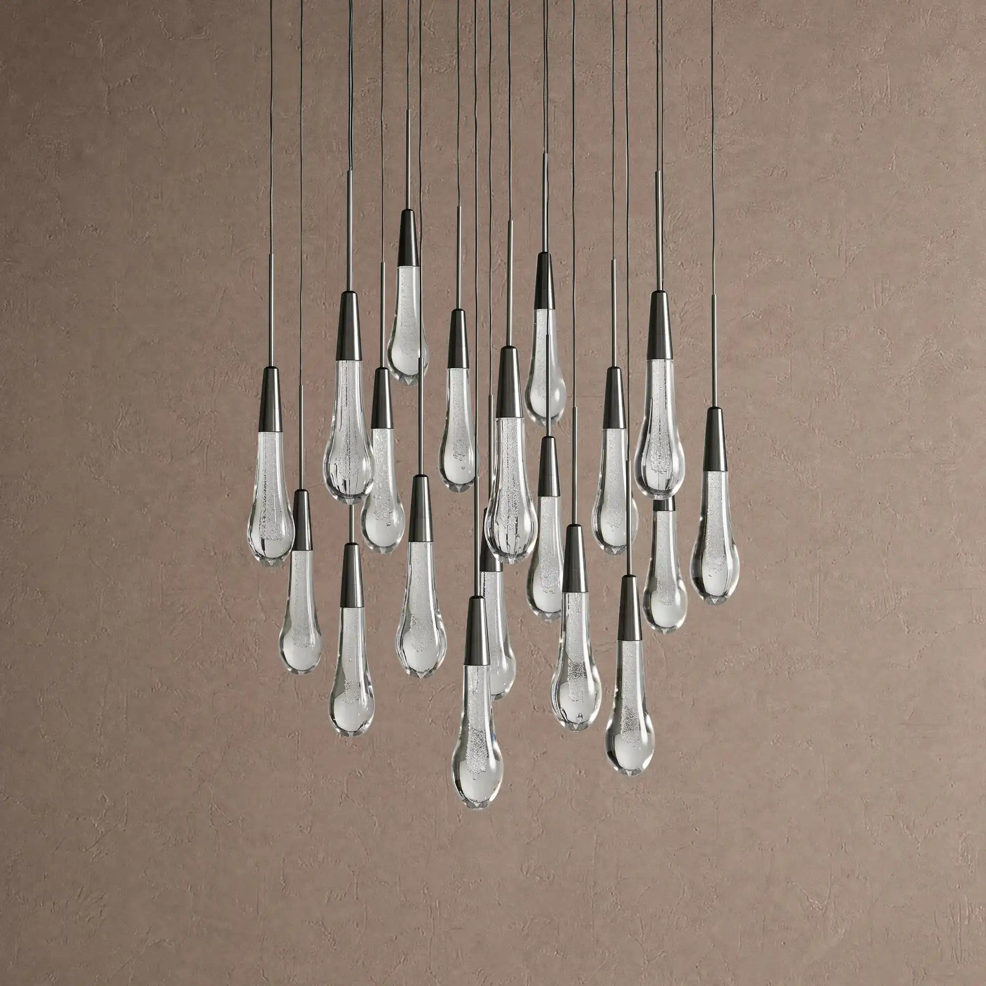 Soltaire Round Chandelier 17" 24" 36" 48" 58" | Modern Pendant Light Raindrop Chandelier - 19-Light 24"BlackBlushlighting