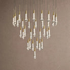 Soltaire Round Chandelier 17" 24" 36" 48" 58" | Modern Pendant Light Raindrop Chandelier - 34-Light 36"BrassBlushlighting