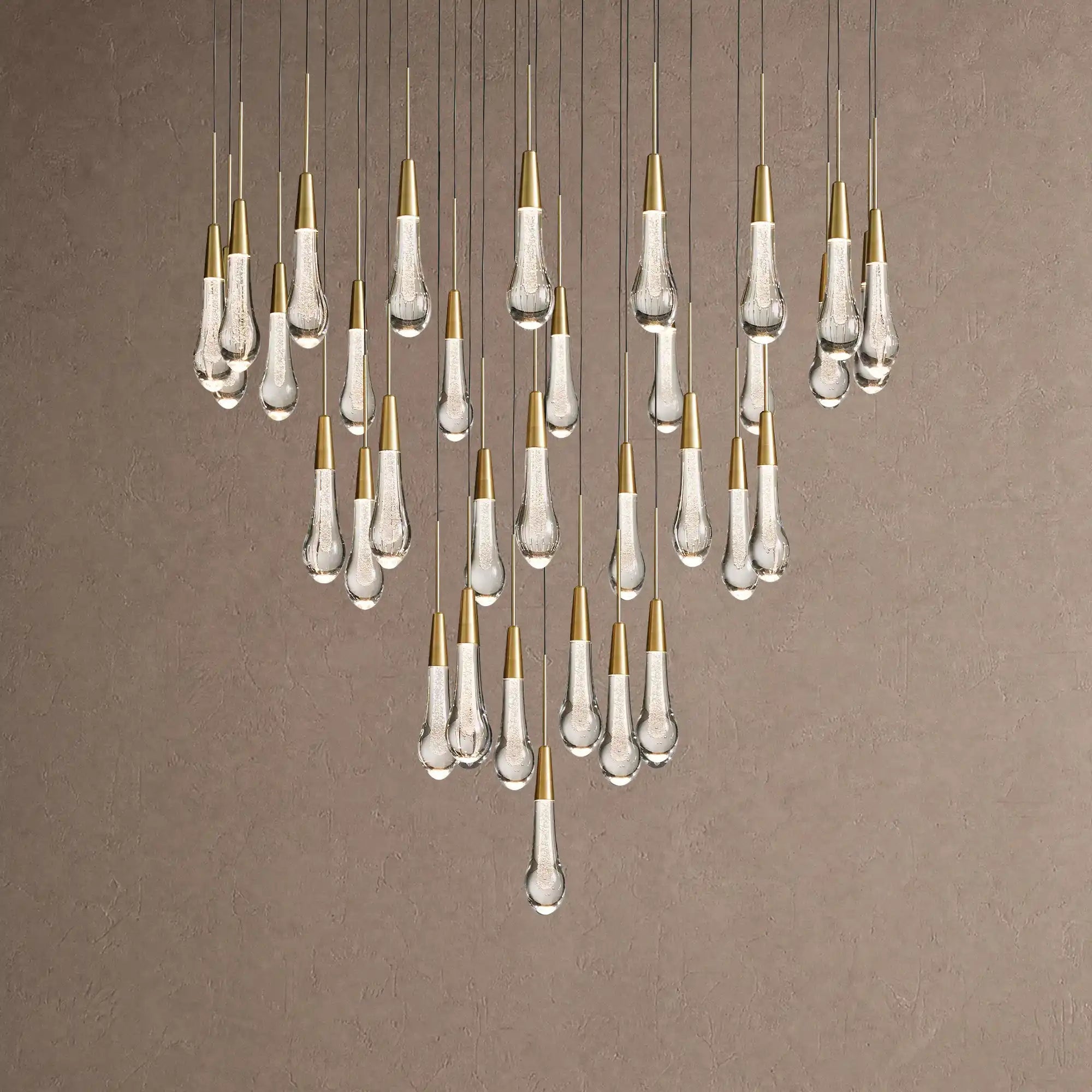 Soltaire Round Chandelier 17" 24" 36" 48" 58" | Modern Pendant Light Raindrop Chandelier - 34-Light 36"BrassBlushlighting