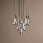 Soltaire Round Chandelier 17" 24" 36" 48" 58" | Modern Pendant Light Raindrop Chandelier - 12-Light 17"BrassBlushlighting