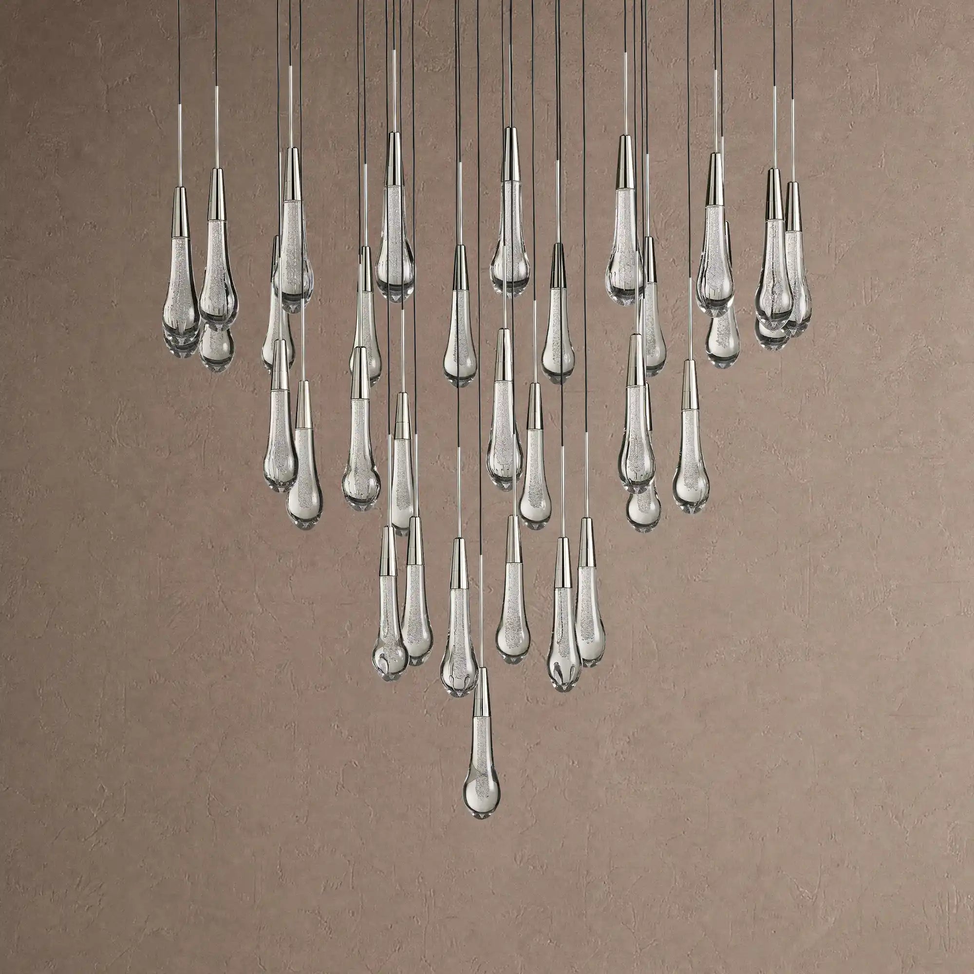 Soltaire Round Chandelier 17" 24" 36" 48" 58" | Modern Pendant Light Raindrop Chandelier - 39-Light 48"BlackBlushlighting