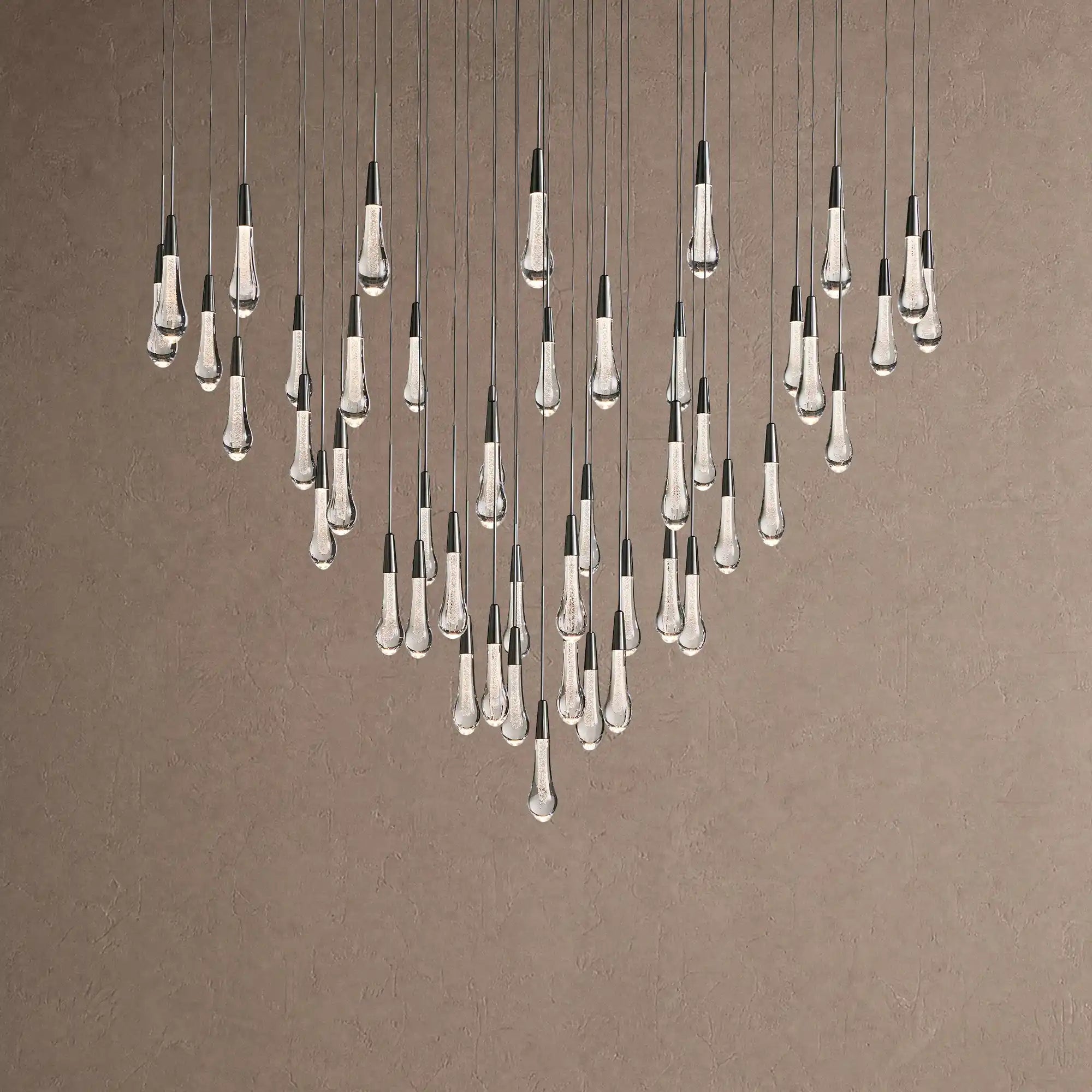 Soltaire Round Chandelier 17" 24" 36" 48" 58" | Modern Pendant Light Raindrop Chandelier - 47-Light 58"BlackBlushlighting