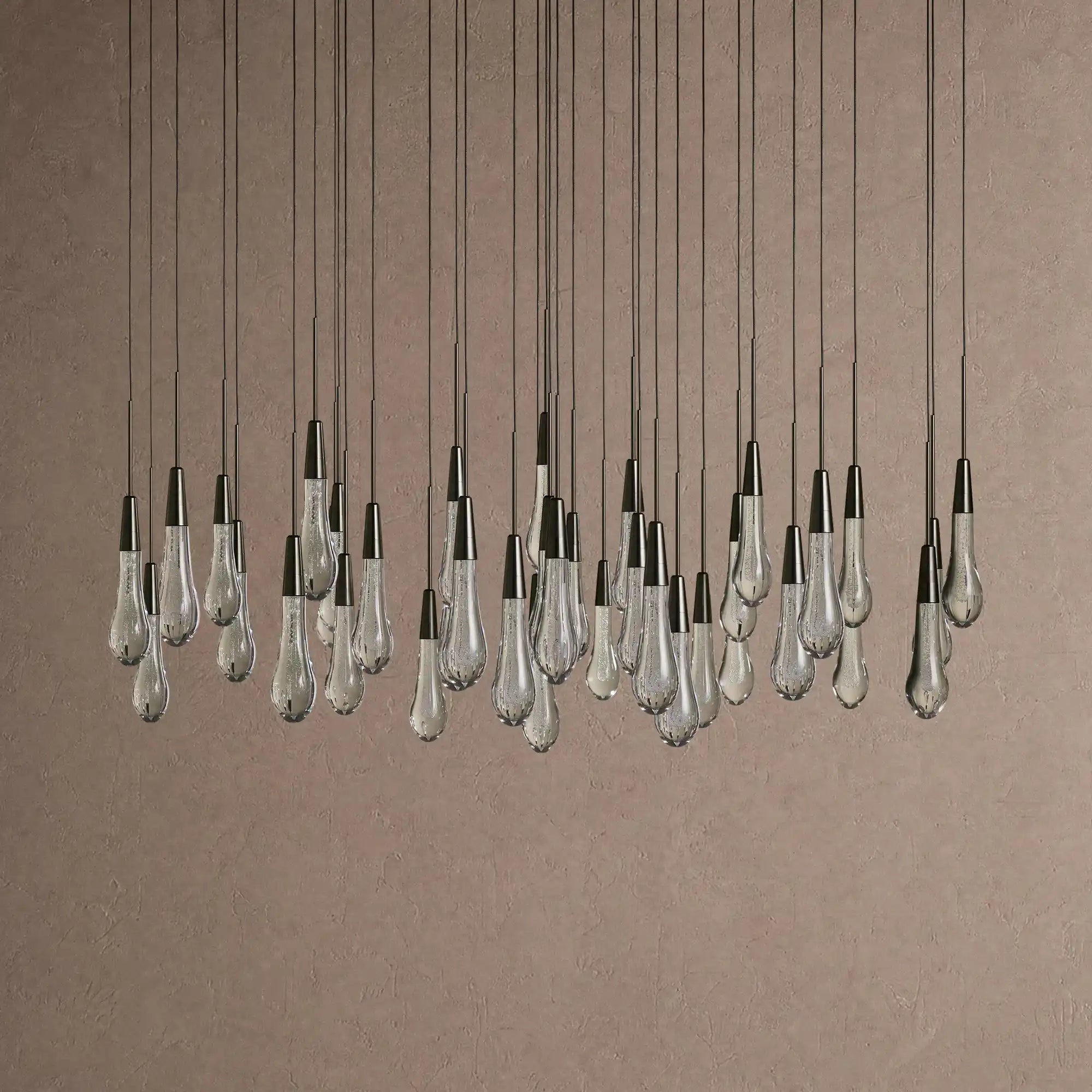 Soltaire Round Chandelier 17" 24" 36" 48" 58" | Modern Pendant Light Raindrop Chandelier - 39-Light 48"BlackBlushlighting