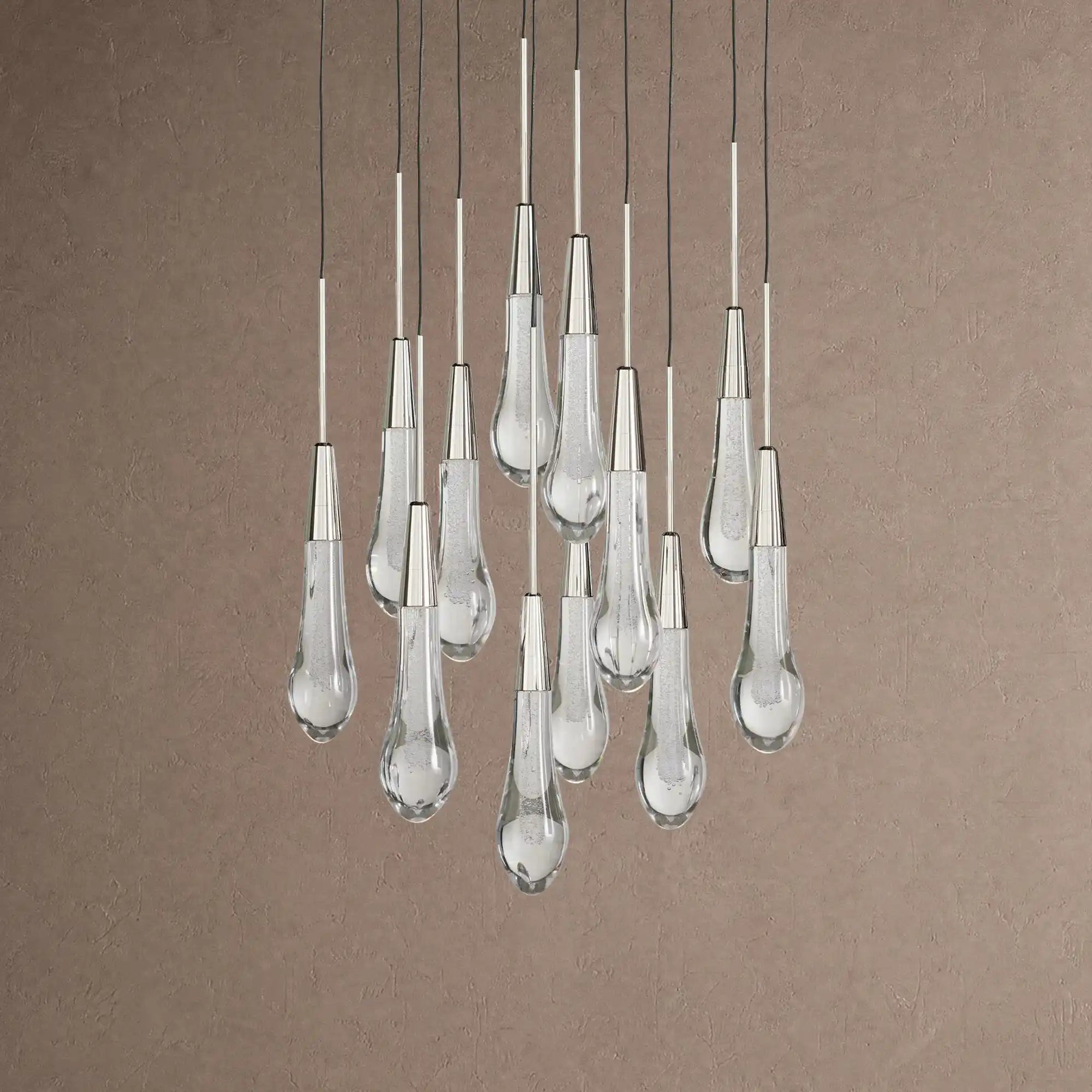 Soltaire Round Chandelier 17" 24" 36" 48" 58" | Modern Pendant Light Raindrop Chandelier - 12-Light 17"BlackBlushlighting