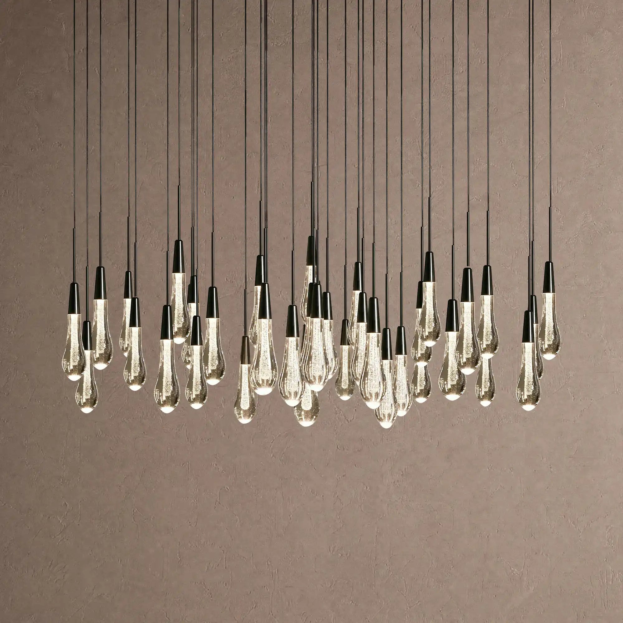 Soltaire Round Chandelier 17" 24" 36" 48" 58" | Modern Pendant Light Raindrop Chandelier - 39-Light 48"BlackBlushlighting