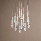 Soltaire Round Chandelier 17" 24" 36" 48" 58" | Modern Pendant Light Raindrop Chandelier - 12-Light 17"NickelBlushlighting