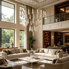 Soltaire Round Chandelier 17" 24" 36" 48" 58" | Modern Pendant Light Raindrop Chandelier - 34-Light 36"BrassBlushlighting