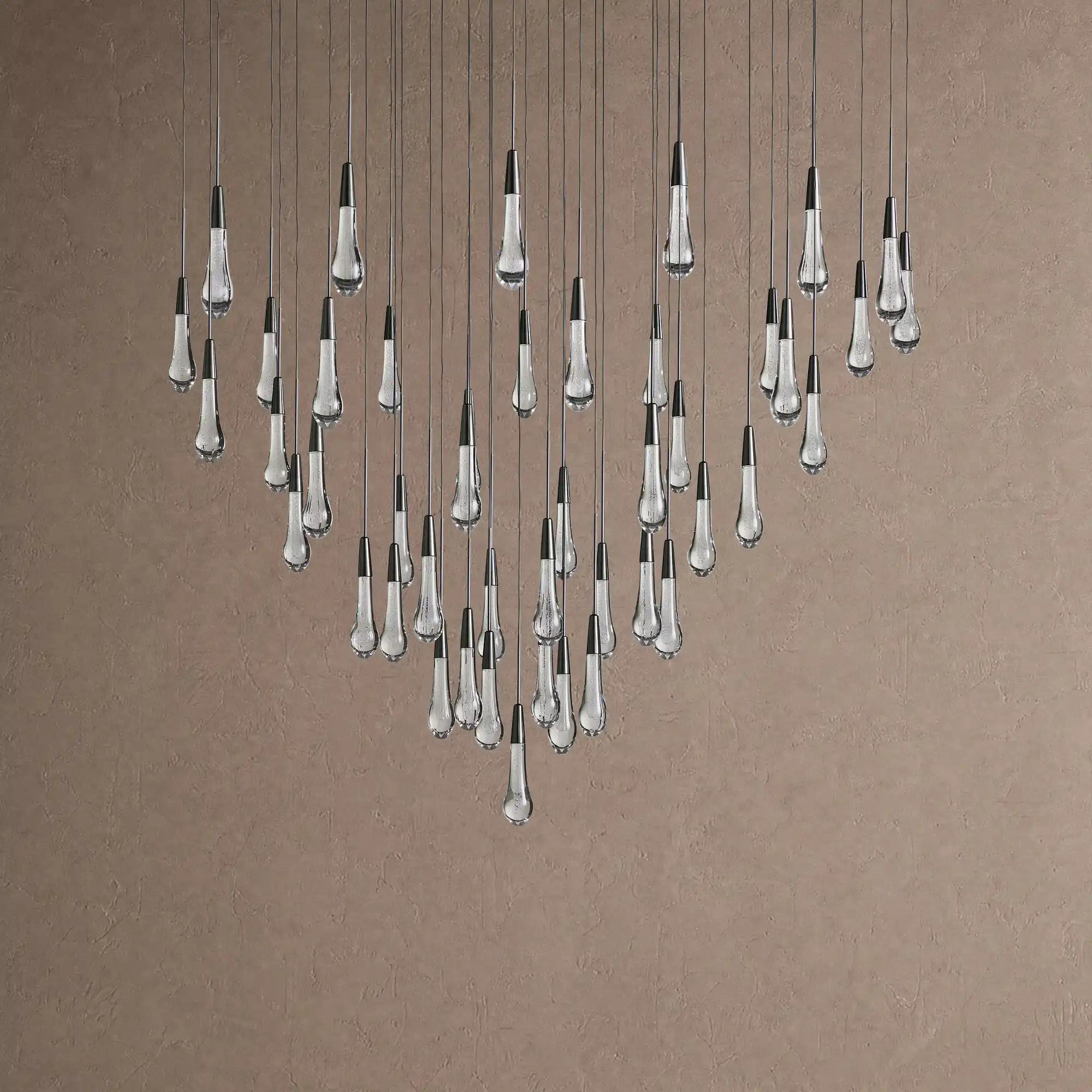 Soltaire Round Chandelier 17" 24" 36" 48" 58" | Modern Pendant Light Raindrop Chandelier - 39-Light 48"BlackBlushlighting