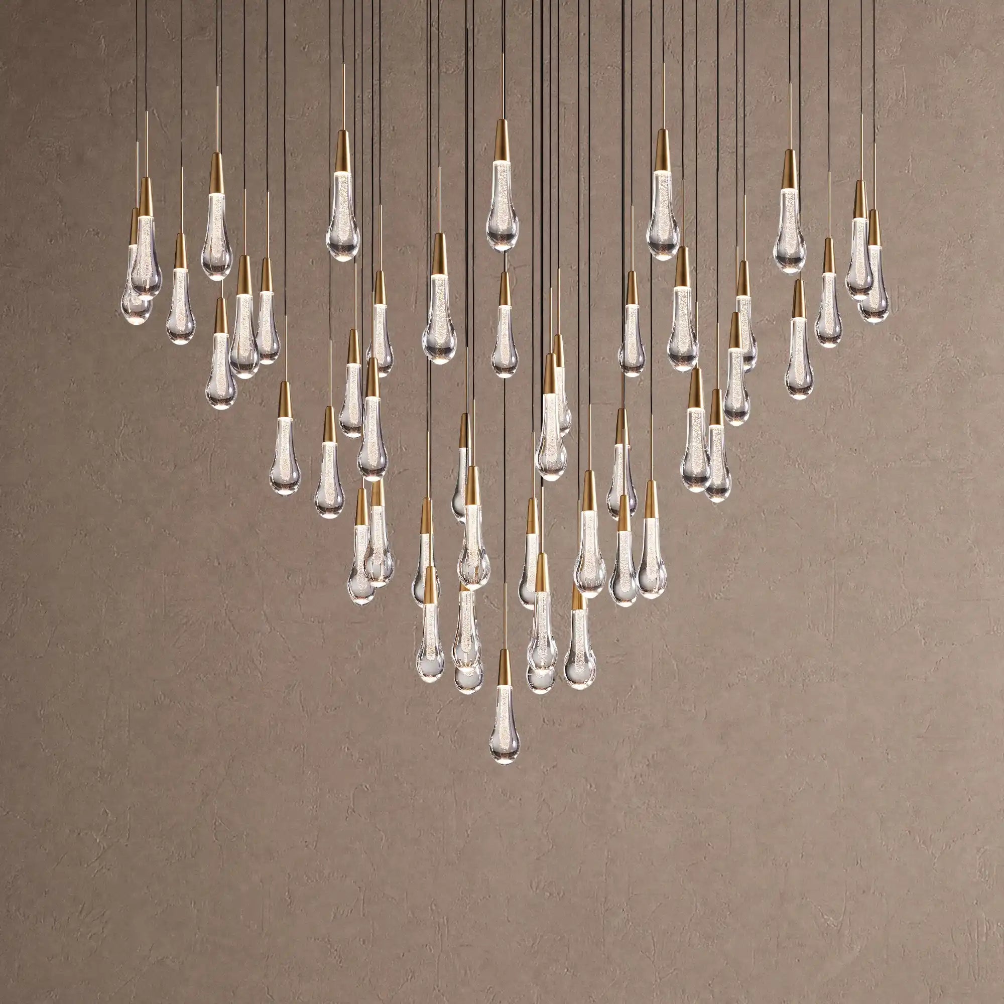 Soltaire Round Chandelier 17" 24" 36" 48" 58" | Modern Pendant Light Raindrop Chandelier - 47-Light 58"BrassBlushlighting