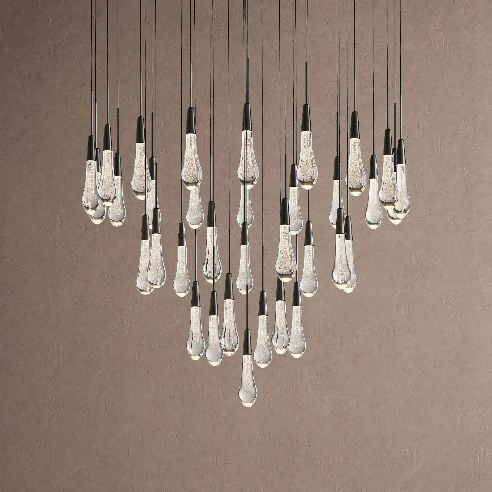 Soltaire Round Chandelier 17" 24" 36" 48" 58" | Modern Pendant Light Raindrop Chandelier - 34-Light 36"BlackBlushlighting