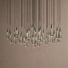 Soltaire Round Chandelier 17" 24" 36" 48" 58" | Modern Pendant Light Raindrop Chandelier - 39-Light 48"NickelBlushlighting