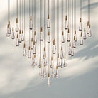 Soltaire Round Chandelier 17" 24" 36" 58" | Modern Pendant Light Raindrop Chandelier - 47 - Light 58"BrassBlushlighting