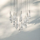 Soltaire Round Chandelier 17" 24" 36" 58" | Modern Pendant Light Raindrop Chandelier - 19 - Light 24"NickelBlushlighting
