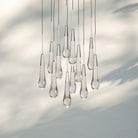 Soltaire Round Chandelier 17" 24" 36" 58" | Modern Pendant Light Raindrop Chandelier - 12 - Light 17"NickelBlushlighting