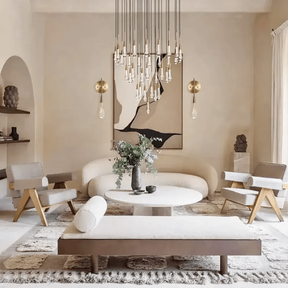 Soltaire Round Chandelier 17" 24" 36" 58" | Modern Pendant Light Raindrop Chandelier - 34 - Light 36"BronzeBlushlighting