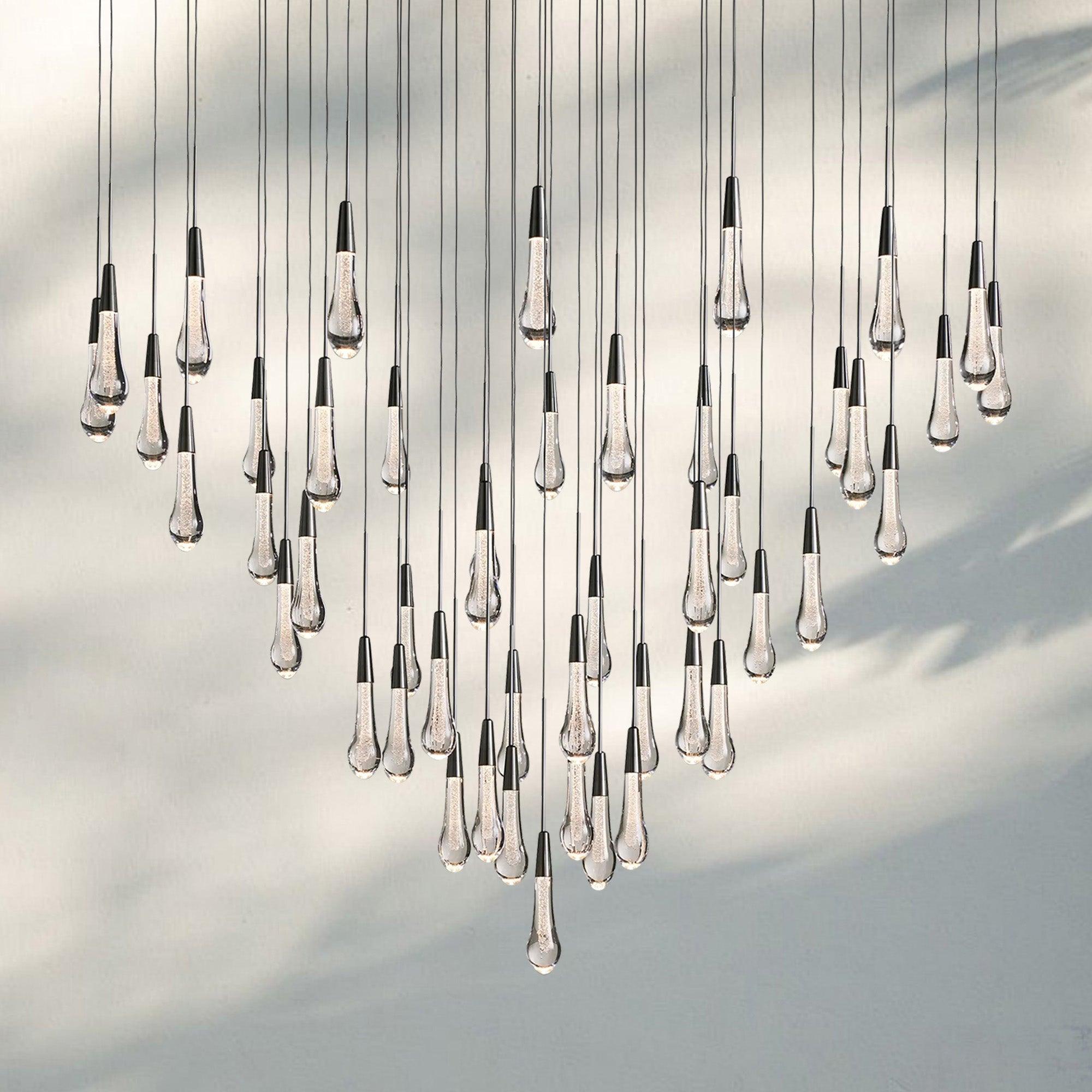 Soltaire Round Chandelier 17" 24" 36" 58" | Modern Pendant Light Raindrop Chandelier - 47 - Light 58"BronzeBlushlighting