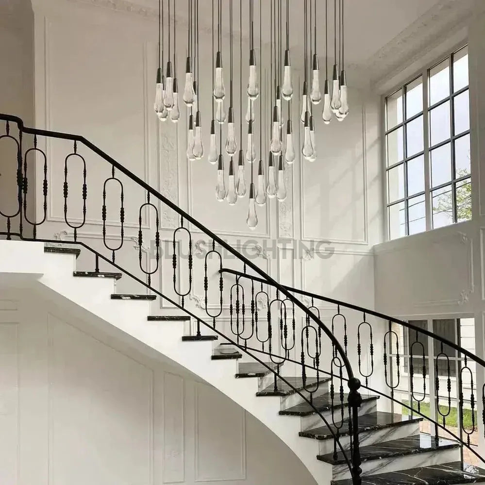 Soltaire Round Chandelier 17" 24" 36" 58" | Modern Pendant Light Raindrop Chandelier - 12 - Light 17"BrassBlushlighting