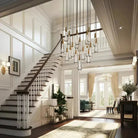 Soltaire Round Chandelier 17" 24" 36" 58" | Modern Pendant Light Raindrop Chandelier - 19 - Light 24"BrassBlushlighting