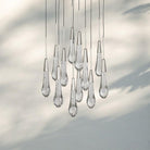 Soltaire Round Chandelier 17" 24" 36" 58" | Modern Pendant Light Raindrop Chandelier - 12 - Light 17"NickelBlushlighting