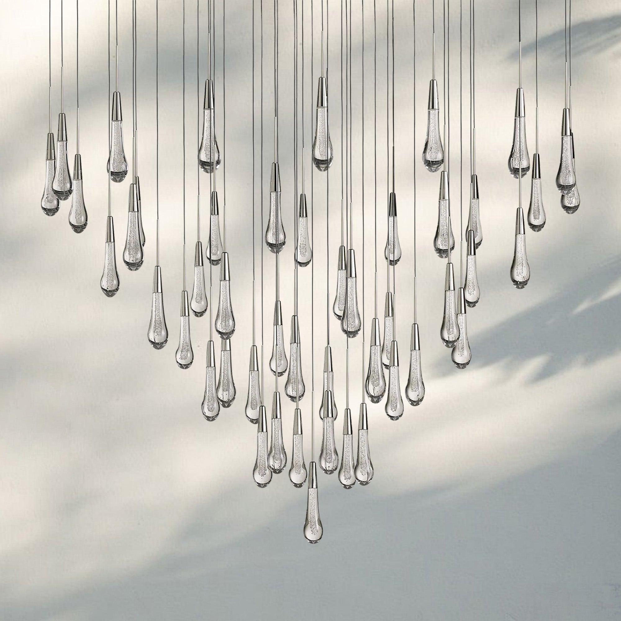 Soltaire Round Chandelier 17" 24" 36" 58" | Modern Pendant Light Raindrop Chandelier - 47 - Light 58"NickelBlushlighting