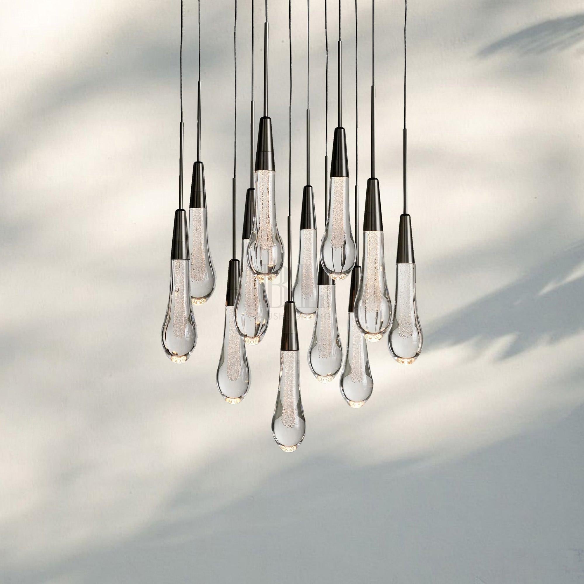 Solitaire Round Chandelier 17" 24" 36“ 58“-12-Light 17‘’-Bronze-