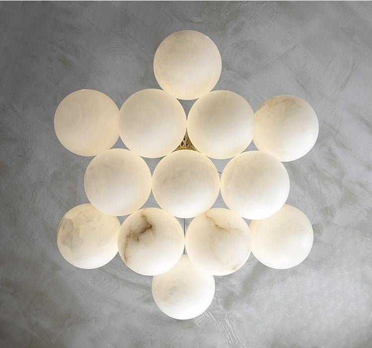 Sophie Modern Alabaster Ball Pendant Light, Dining Room Light - 19 BallsBlushlighting