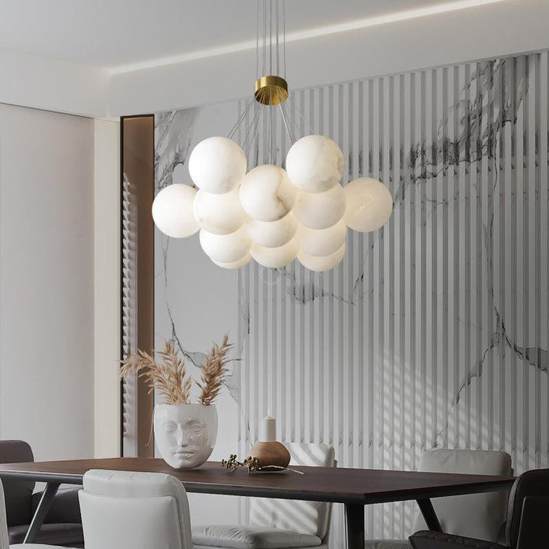 Sophie Modern  Alabaster Ball Pendant Light, Dining Room Light Chandelier Kevin Studio Inc 13 Balls  