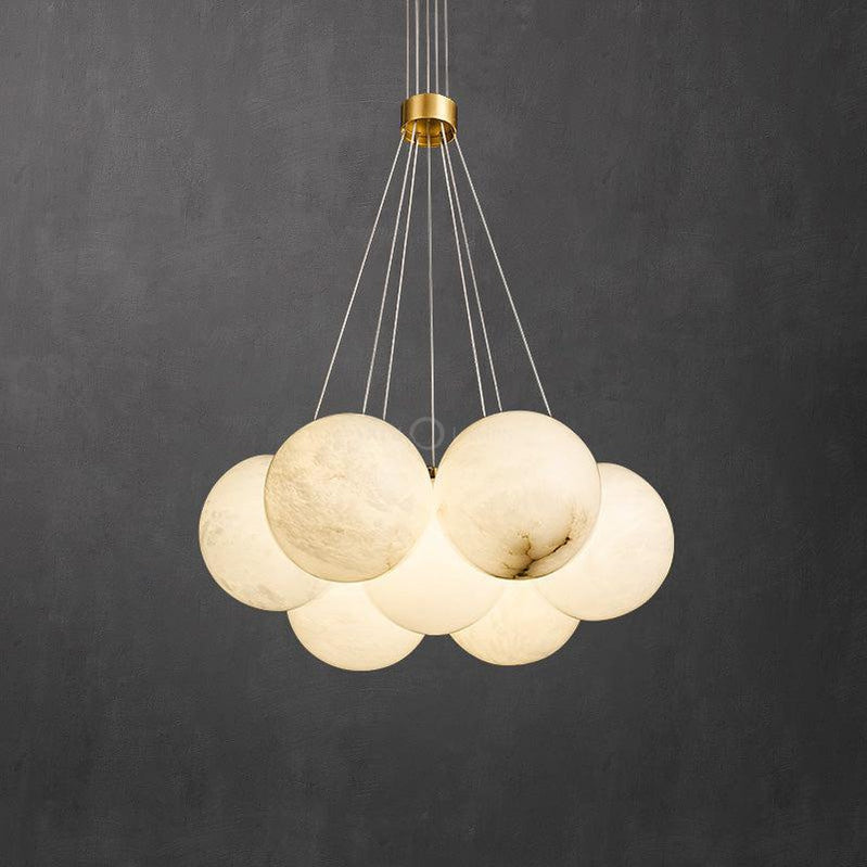 Sophie Modern  Alabaster Ball Pendant Light, Dining Room Light Chandelier Kevin Studio Inc 7 Balls  