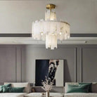 Spain Alabaster Round Modern Chandeliers-Blushlighting