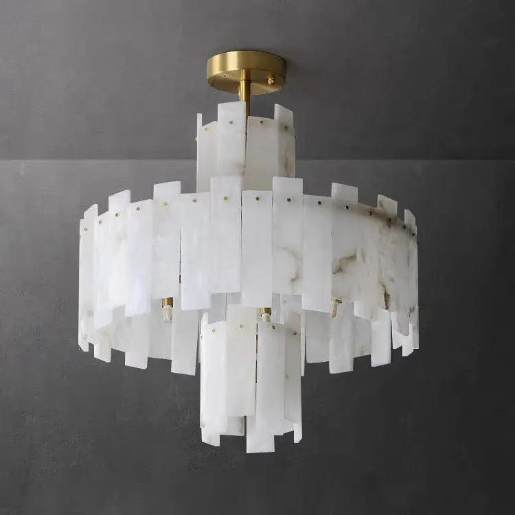 Spain Alabaster Round Modern Chandeliers-Blushlighting