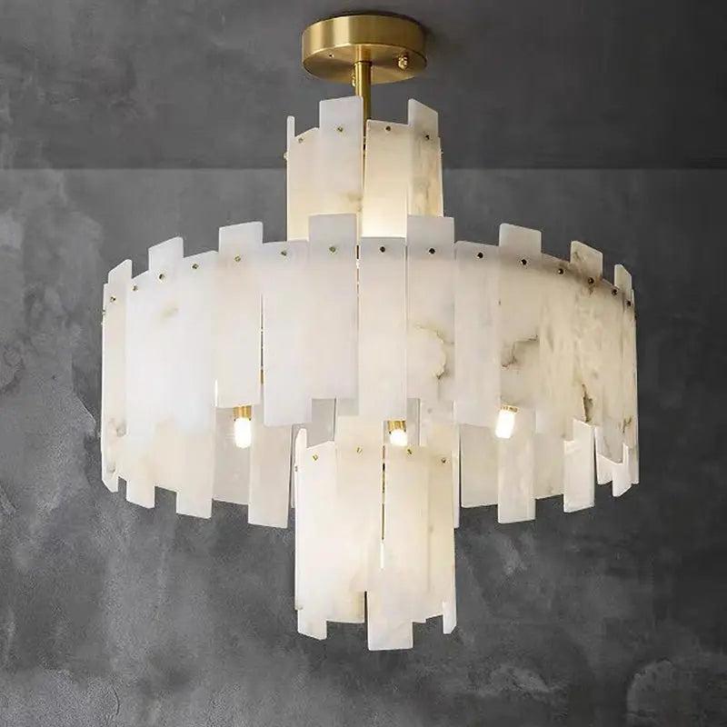 Spain Alabaster Round Modern Chandeliers-31.49"D*27.55"H-Blushlighting