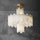 Spain Alabaster Round Modern Chandeliers-23.62"D*27.55"H-Blushlighting