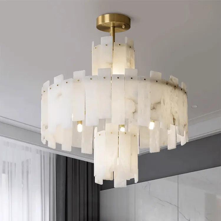 Spain Alabaster Round Modern Chandeliers-Blushlighting