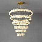 Spiral Alabaster Chandelier – Gold & White 4‑6 Layer Luxury Ceiling Light - 5-layers ∅ 53.1″ x H 47.2″Gold & WhiteWarm LightBlushlighting