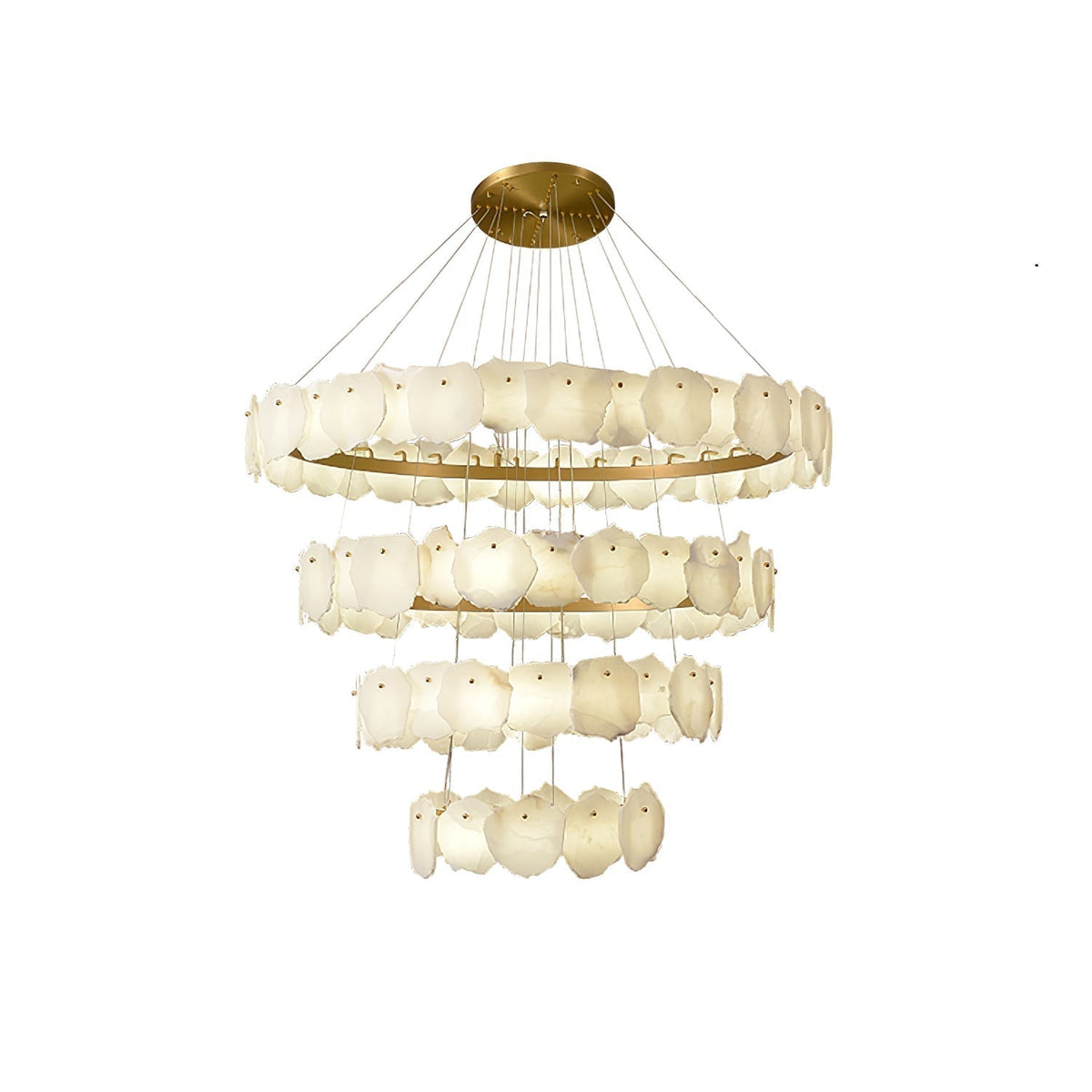 Spiral Alabaster Chandelier – Gold & White 4‑6 Layer Luxury Ceiling Light - 5-layers ∅ 53.1″ x H 47.2″Gold & WhiteWarm LightBlushlighting