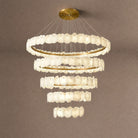 Spiral Alabaster Chandelier – Gold & White 4‑6 Layer Luxury Ceiling Light - 5-layers ∅ 53.1″ x H 47.2″Gold & WhiteWarm LightBlushlighting