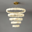 Spiral Alabaster Chandelier – Gold & White 4‑6 Layer Luxury Ceiling Light - 5-layers ∅ 53.1″ x H 47.2″Gold & WhiteWarm LightBlushlighting