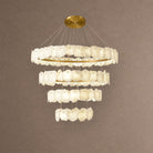 Spiral Alabaster Chandelier – Gold & White 4‑6 Layer Luxury Ceiling Light - 5-layers ∅ 53.1″ x H 47.2″Gold & WhiteWarm LightBlushlighting