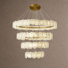 Spiral Alabaster Chandelier – Gold & White 4‑6 Layer Luxury Ceiling Light - 4-layers ∅ 47.2″ x H 31.5″Gold & WhiteWarm LightBlushlighting