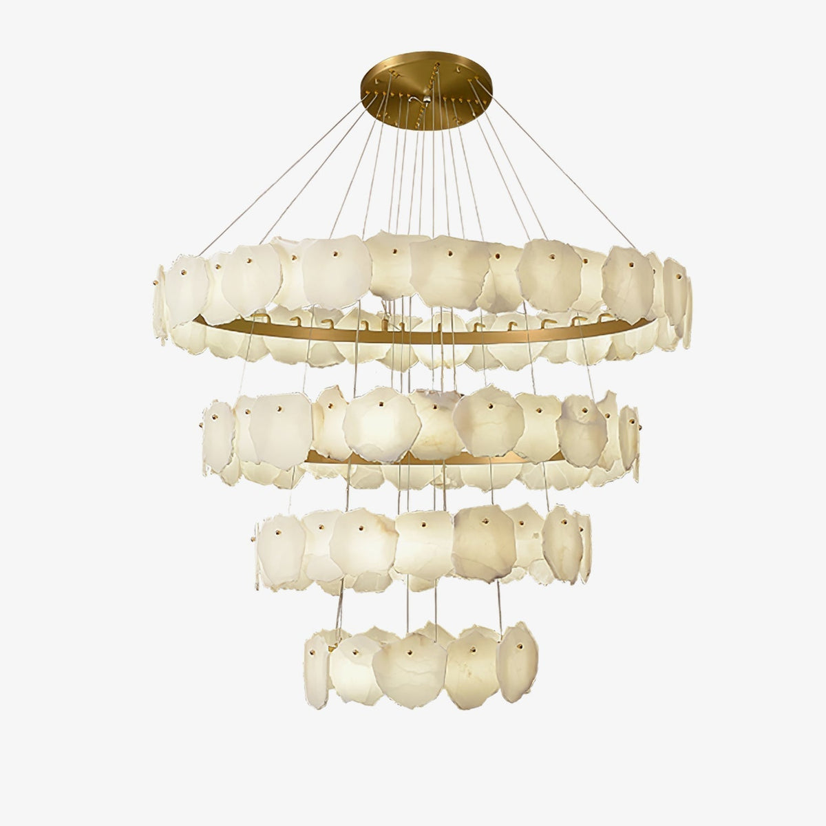 Spiral Alabaster Chandelier – Gold & White 4‑6 Layer Luxury Ceiling Light - 5-layers ∅ 53.1″ x H 47.2″Gold & WhiteWarm LightBlushlighting