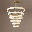 Spiral Alabaster Chandelier – Gold & White 4‑6 Layer Luxury Ceiling Light - 6-layers ∅ 62.9″ x H 59.1″Gold & WhiteWarm LightBlushlighting