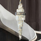Spiral High Ceiling Light Fixture Long Crystal Chandelier For Foyer Staircase/ Living Room-Chandeliers-Blushlighting-Blushlighting