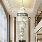 Spiral High Ceiling Light Fixture Long Crystal Chandelier For Foyer Staircase/ Living Room-Chandeliers-Blushlighting-Blushlighting